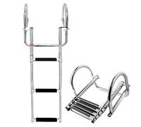Échelle de Bain Pliante intérieure à 4 marches pour Bateau, échelle télescopique en Acier Inoxydable 316, échelle Extensible pour Quai, Yacht, Piscine (Argent 3)