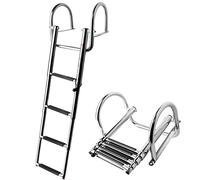 Échelle de Bain Pliante intérieure à 4 marches pour Bateau, échelle télescopique en Acier Inoxydable 316, échelle Extensible pour Quai, Yacht ou Piscine (Argent 4)