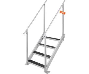 Echelle de bain VEVOR 4 marches avec deux mains courantes Echelle de bateau 800x1850x1750mm Echelle de piscine en alliage d'aluminium Echelle d'escalier 250kg Capacité de charge 55x10cm Pédales Idéal 