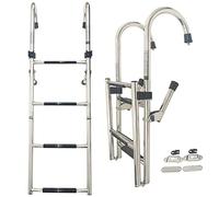 Échelle de Bateau Pliante pour Yacht à 4/5/6 marches, échelle Marine en Acier Inoxydable, échelle de Quai, Plateforme de Bain intérieure côté poupe (Argent 6)