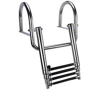 Échelle de Bateau Ponton 3/4 marches, échelle intérieure Pliante télescopique en Acier Inoxydable à entrée arrière, Polyvalente, échelles de Pont de Bain Robustes et personnalisées avec Ramp
