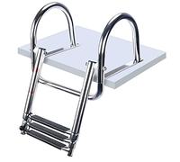 Échelle de Bateau Ponton 3/4 marches, échelle intérieure Pliante télescopique en Acier Inoxydable à entrée arrière, Polyvalente, échelles de Pont de Bain Robustes et personnalisées avec Ramp