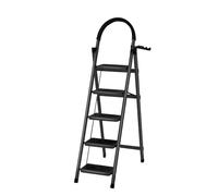 Échelle de Bricolage Compacte pour Maison et Jardin -Escabeau Pliable - Marche Pied Antidérapant et Stable avec Poignée en Acier Robuste - Charge 160 Kg，(B) 152 x 87 x 39 cm - 5 étapes (Noir)
