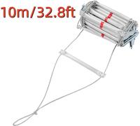 Échelle de corde - Échelle de secours/d'évacuation 10 m - Acier et alliage d'aluminium - À accrocher - Capacité de charge 200 kg - Largeur des échelons 30 cm - Marron