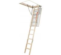 Echelle de grenier en bois 70x120 cm blanche trappe + main courante