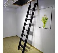 Échelle de grenier en bois de 2,4 à 2,4 m, échelle murale peu encombrante, solution d'évacuation d'urgence, installation facile pour la sécurité de la maison et l'accès au sous-sol
