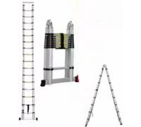 Echelle de grenier télescopique Ziza 440cm - Echelle télescopique pliable en aluminium - Portable - EN131 - Max. Charge maximale 150 kg