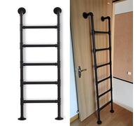 Échelle de lit superposé Murale, échelle de Secours Incendie, échelle en Tuyau de Fer Rond Noir pour dortoirs, Chambres, Appartements, Balcon, échelle d'escalier de Grenier Robuste (180 cm/7