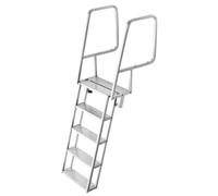 Échelle de nage rétractable pour ponton, 5 marches, en alliage d'aluminium robuste, avec marches larges antidérapantes, capacité de poids de 159 kg, avec corde de traction pour faciliter l'utilisation