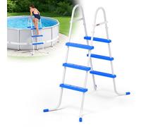 Échelle de piscine à cadre en acier robuste pour piscines hors sol, escalier de piscine double face à 3 marches pour piscines de 91,4 cm de hauteur, capacité de 204,1 kg avec pieds en caoutchouc