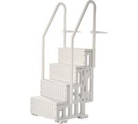 Échelle de piscine blanche à 4 marches avec 2 mains courantes pouvant supporter 180 kg pour les piscines de 120 à 137 cm