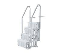 VEVOR Escalier de Piscine en Plastique avec 2 Rampes, 4 Marches Antidérapantes, Capacité de Charge 181,4 kg, pour Piscines Creusées 122-137 cm, Terrasse, Jardin, Maison, Intérieur, Extérieur, Gris