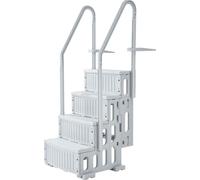 Échelle de piscine grise à 4 marches avec 2 mains courantes pouvant supporter 180 kg pour une piscine de 120 à 137 cm