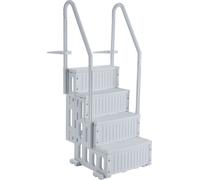 Échelle de piscine SucceBuy, escalier 4 marches double main courante avec marches antidérapantes haute performance, charge maximale 180 kg, pour piscines enterrées et hors-sol de 48-54 pouces, grise