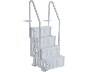 Échelle de piscine SucceBuy, escalier 4 marches double main courante avec marches antidérapantes haute performance, charge maximale 180 kg, pour piscines enterrées et hors-sol de 48-54 pouces, grise