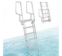 Échelle de pont VEVOR pliable, échelle de bateau avec 6 marches antidérapantes, larges repose-pieds et main courante, échelle de piscine en alliage d'aluminium pouvant supporter jusqu'à 159 kg, échell
