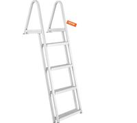 Echelle de quai, 4 marches amovibles, capacité de charge 159 kg, échelle de bateau en alliage d'aluminium avec marche de 10 cm de large et tapis en caoutchouc antidérapant, pour entrer dans les bateau