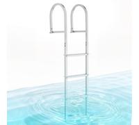 Échelle de quai, échelle de bateau - Échelle d'accès de 4 marches - Amovible - Marches larges antidérapantes - Avec main courante - Capacité de charge jusqu'à 227 kg - Alliage d'aluminium - Argenté