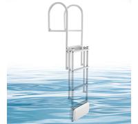 Échelle de quai, échelle de bateau - Échelle télescopique d'accès, 4 marches - Marches larges antidérapantes - Rétractable et pliable - Capacité de charge de 227 kg - Alliage d'aluminium - Pour quais,