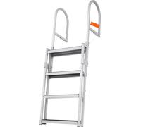 Echelle de quai escamotable de SucceBuy, 4 marches, capacité de charge de 350 lbs, échelle de bateau en alliage d'aluminium avec hauteur réglable de 55,1''-67,1'', marche de 4'' de large avec tapis en