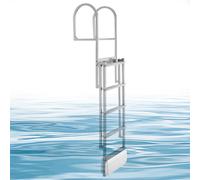 Échelle de quai VEVOR rétractable, échelle de bateau avec 5 marches antidérapantes, larges repose-pieds et main courante, échelle de piscine pouvant supporter jusqu'à 227 kg pour l'accès à l'eau, éche