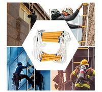 Échelle de secours, longueur 12 m, capacité de charge 200 kg, échelons antidérapants, mousquetons en acier au manganèse, jaune/bleu/blanc