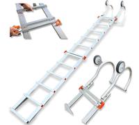 Echelle de Toit à Crochet Facile à Installer, légère et résistante Longueur 5,65m - Roues Grande Dimension 120 mm et Barre stabilisatrice