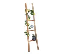 Relaxdays Echelle décorative en bois, 150 cm, jardin, 4 barres, châtaignier, artisanal, habits et serviettes, nature