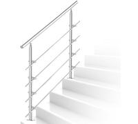 Échelle d'escalier de 160 cm avec 4 traverses en acier inoxydable argenté. Kit facile à installer, adapté à tous les escaliers