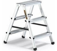 Échelle domestique double en aluminium d'une capacité de 125 kg - Chariot de travail double avec plate-forme d'échelle renforcée - Échelles polyvalentes pour un usage domestique.
