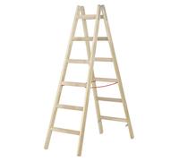 Échelle double à échelons en bois Hymer, accessible des deux côtés, 2x6 échelons, hauteur verticale 1,70 m, hauteur de portée 3,10 m, poids 10,0 kg