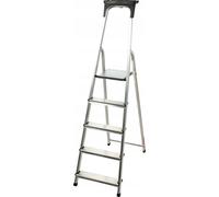 Échelle double en aluminium - Échelle ménagère - 5 marches - Pliable - Plateforme de travail/tablette - Capacité de charge 125 kg