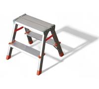 Échelle double en aluminium, robuste et sûre, charge maximale 150 kg, conforme aux normes de sécurité, largeur des marches : 46 x 16,5 x H62 cm (3 marches)