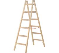 Échelle double en bois Hymer, accessible des deux côtés, 2x8 échelons, hauteur verticale 2,25 m, hauteur de portée 3,65 m, poids 13,0 kg