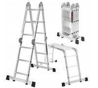 KRAFT&DELE | Echelle multi-usages, avec plate-forme, 346cm, 4x3, échelle multifonctionnelle, échelle multi-usages en aluminium, échelle pliante, échelle de ménage Charge max. 150kg, échelle articulée,