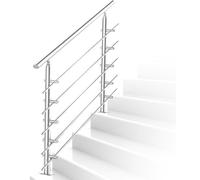 Échelle en acier de 160 cm avec 5 barreaux transversaux en acier inoxydable argenté. Facile à installer. Kit adapté à tous les escaliers.