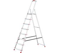 Échelle en aluminium - Échelle d'intérieur à un seul côté, 8 marches, avec crochets et pieds (4 pièces inclus) - Design ergonomique, facile à transporter - Dimensions : 237x52x12 cm - Capacité de char
