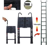 Échelle en aluminium - Échelle télescopique extensible de 3,2 mètres - 11 échelons - Échelle combinée pliante - Crochets amovibles - Capacité de charge jusqu'à 150 kg - Pour la maison et le travail