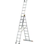 Échelle en aluminium professionnelle - 3 x 9 échelons - marches antidérapantes - 5,3 mètres de long - capacité jusqu'à 150 kg - 3 sections - pour chantier - échelle multifonctionnelle, échelle d'accès