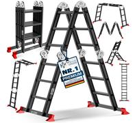 Échelle MASKO® en aluminium 6 en 1, échelle multifonctionnelle, échelle d'accès, échelle d'appui et échelle pour escaliers