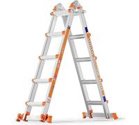 Échelle multifonction 5 marches : échelle d'accès 5 marches et échelle extensible de 5,18 mètres. • Dotée d'un stabilisateur et de roues. • Capacité de charge de 150 kg. • Sûre pour les escaliers. • A