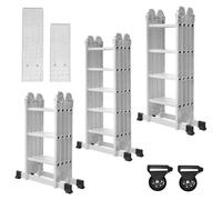 Échelle multifonction 6-en-1 en aluminium, échelle pliante avec plateforme, échelle combinée réglable pour la maison, l'entretien et la construction 4x3 Steps