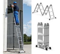 Échelle multifonction ISOISL 7 en 1, 4 marches x 3 marches en aluminium, environ 360 cm / 3,6 m, échelle à plateforme, échelle pliante et échelle d'accès, capacité de charge maximale de 150 kg