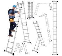 Échelle multifonction ISOISL 7 en 1, 4 x 5 marches en aluminium, environ 580 cm / 5,8 m. Échelle télescopique multifonction, échelle pliante et échelle d'accès, capacité de charge maximale de 150 kg