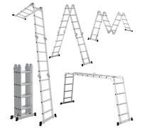 Échelle multifonction ISOISL 7 en 1, avec 4 marches en aluminium, environ 470 cm / 4,7 m. Échelle télescopique multifonction, échelle pliante et échelle d'accès, capacité de charge maximale de 150 kg