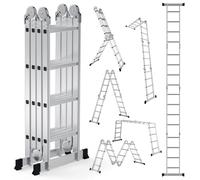 Échelle multifonction Peviasot 7 en 1, aluminium, 4 marches, environ 470 cm / 4,7 m, échelle télescopique, échelle pliante, échelle d'accès, échelle de travail, capacité de charge maximale : 150 kg, c