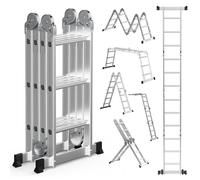 Échelle multifonction Peviasot 7 en 1, aluminium, 4 marches x 3 marches, environ 360 cm / 3,6 m, échelle télescopique, échelle pliante, échelle d'accès, échelle de travail, capacité de charge maximale