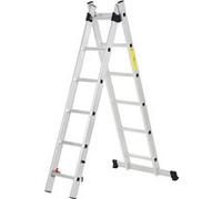 HOMCOM Échelle multifonctions en aluminium 2,5 m, échelle pliable portable avec cadre triangulaire et pied antidérapant, escabeau supportant jusqu'à 150 kg, argent