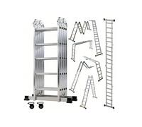 Echelle multifonctionnelle OUTIGO - 7 en 1 - pliable - aluminium - avec 2 roues - 20 marches