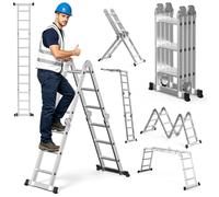 Échelle multifonctionnelle Peviasot 7 en 1, 4 x 3 marches en aluminium, environ 360 cm / 3,6 m. Échelle télescopique multifonctionnelle, échelle pliante et échelle d'accès, capacité de charge maximale